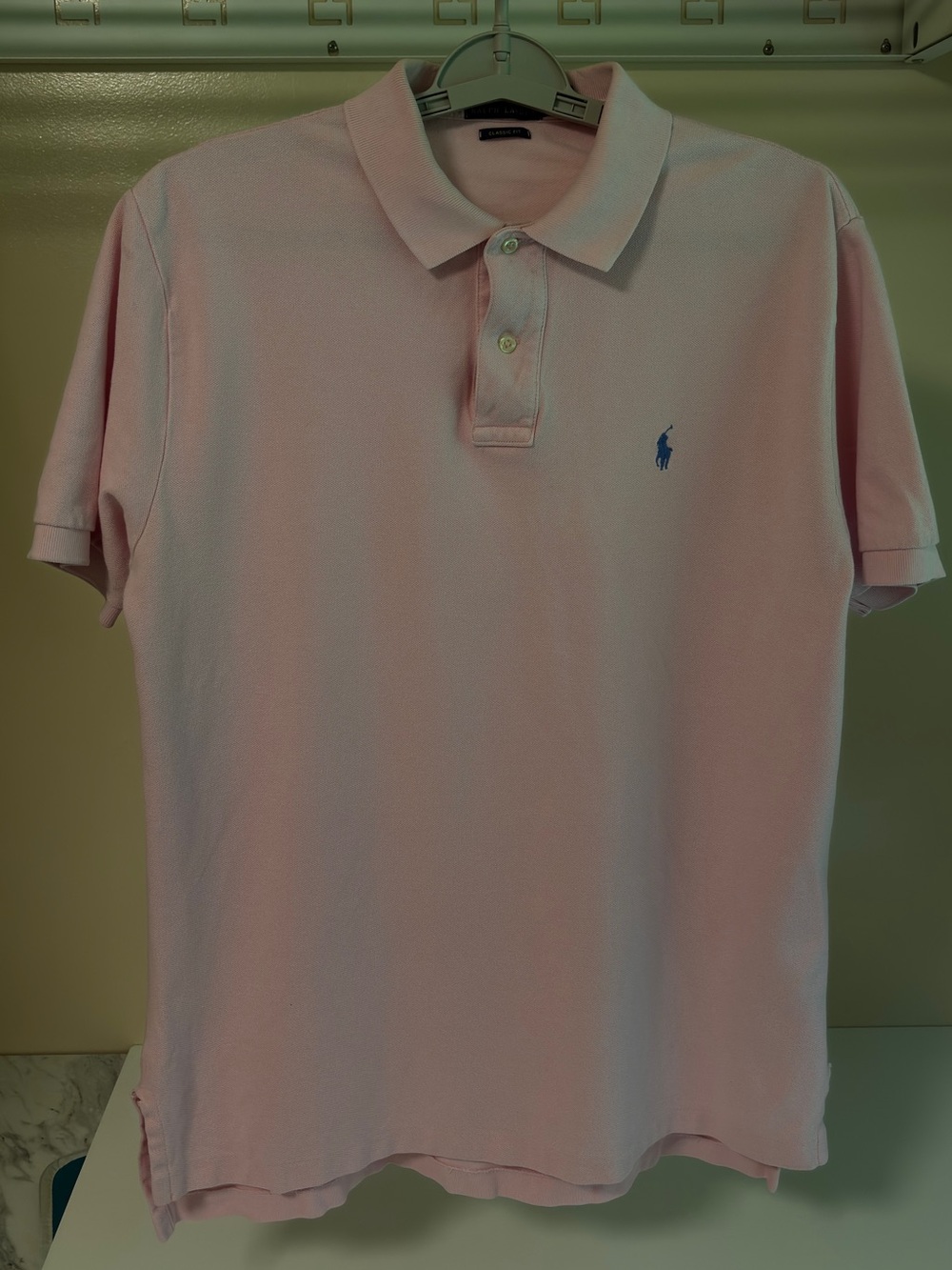 Ralph Lauren Men’s Light Pink Polo with Blue Pony
